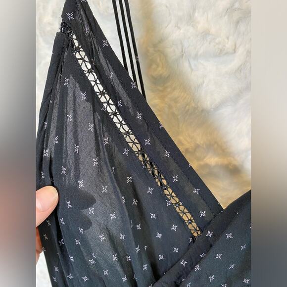 Free People Intimately Women's One Of These Days Romper Small Ruffle Black Print - Picture 6 of 14